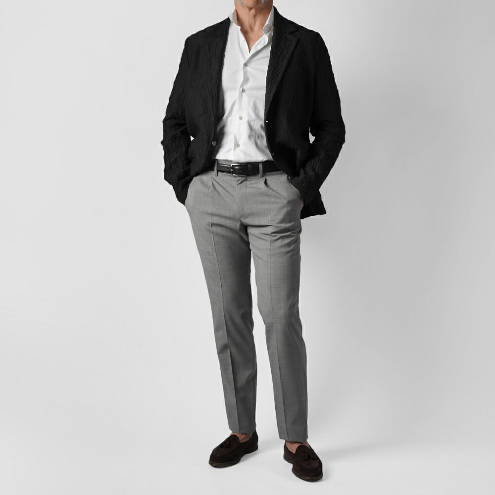 ジェルマーノ GERMANO 373G-2603 スラックス ワンプリーツ ウール ニューヨークフィット スリムフィット 25春夏 ダークグレー ライトグレー テーパード スラックス ストレッチ ウォッシャブル ワンタック ビジネス メンズ インポート イタリア