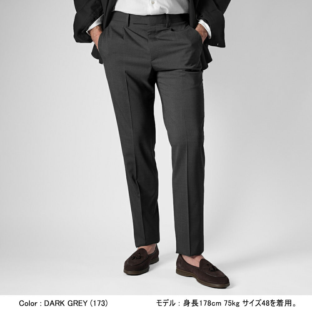 ジェルマーノ GERMANO 373G-2603 スラックス ワンプリーツ ウール ニューヨークフィット スリムフィット 25春夏 ダークグレー ライトグレー テーパード スラックス ストレッチ ウォッシャブル ワンタック ビジネス メンズ インポート イタリア