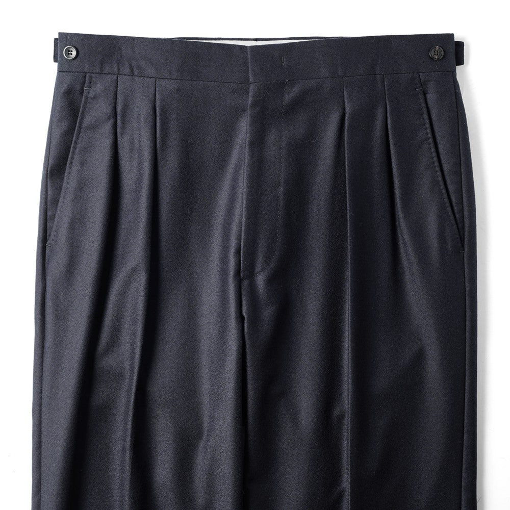 ジェルマーノ GERMANO 3ODG-3611 ベルトレス ワイドスラックス ツープリーツ フランネル ウール 25秋冬 ワイド スラックス フランネルウール グレー ネイビー ベルトレスパンツ ベルトループレス スラックス ナチュラル ストレッチ ワンプリーツ ビジネス メンズ
