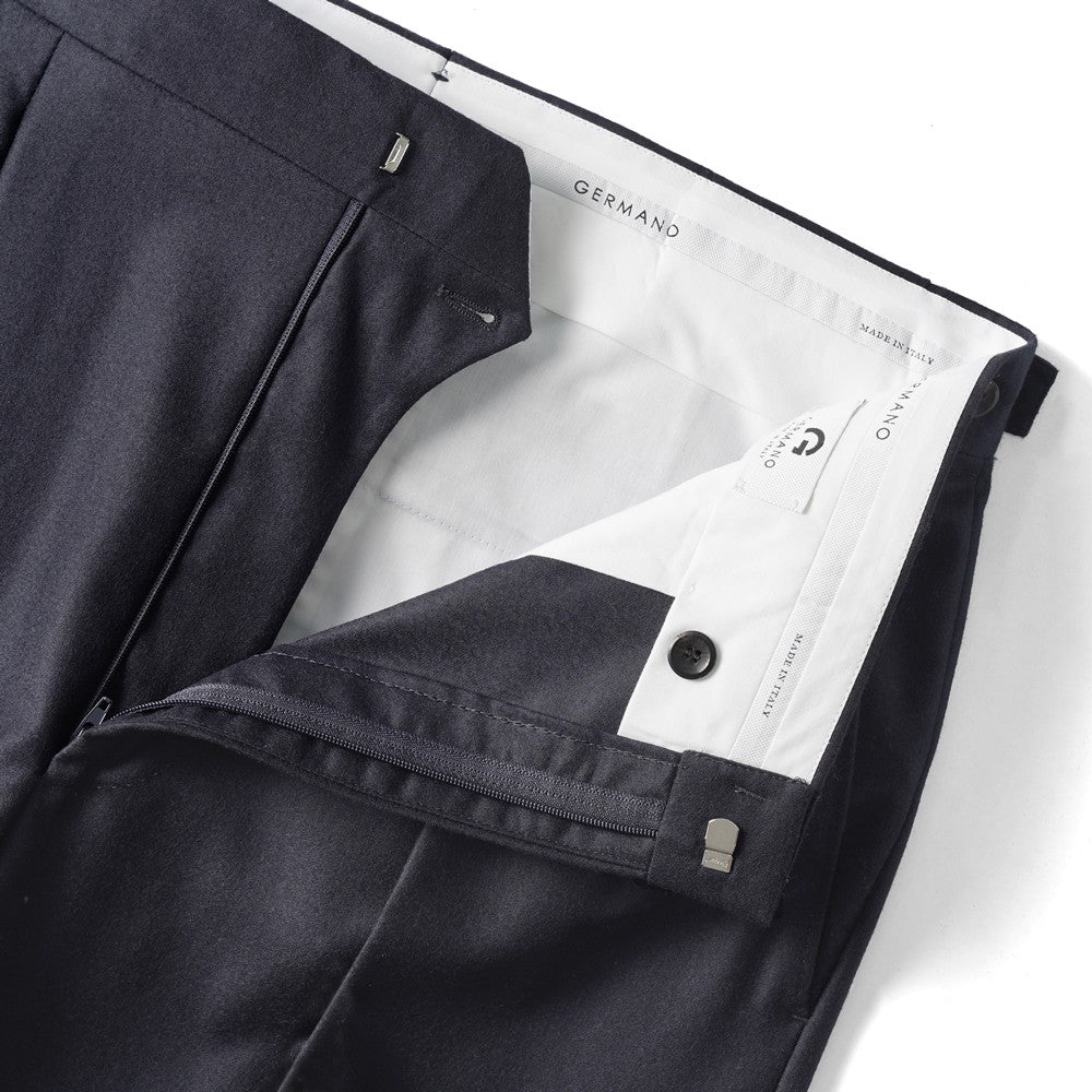 ジェルマーノ GERMANO 3ODG-3611 ベルトレス ワイドスラックス ツープリーツ フランネル ウール 25秋冬 ワイド スラックス フランネルウール グレー ネイビー ベルトレスパンツ ベルトループレス スラックス ナチュラル ストレッチ ワンプリーツ ビジネス メンズ