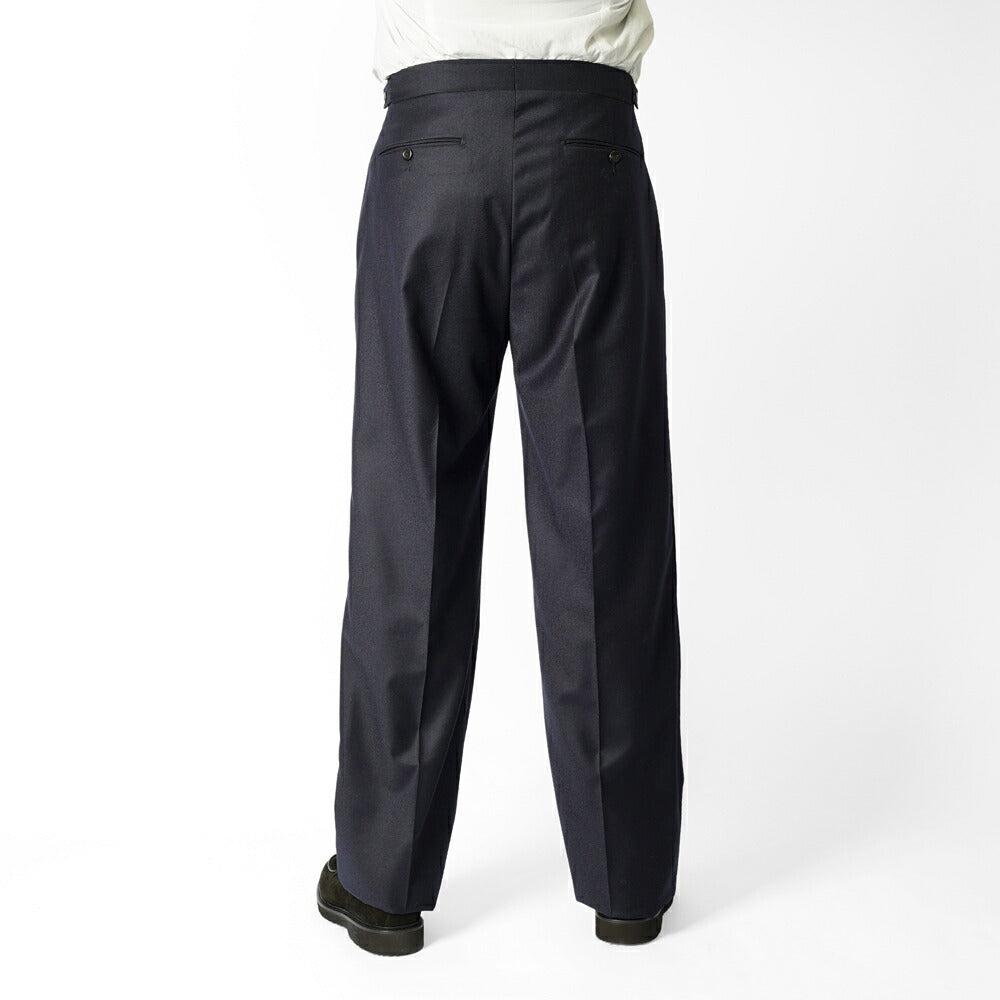 ジェルマーノ GERMANO 3ODG-3611 ベルトレス ワイドスラックス ツープリーツ フランネル ウール 25秋冬 ワイド スラックス フランネルウール グレー ネイビー ベルトレスパンツ ベルトループレス スラックス ナチュラル ストレッチ ワンプリーツ ビジネス メンズ