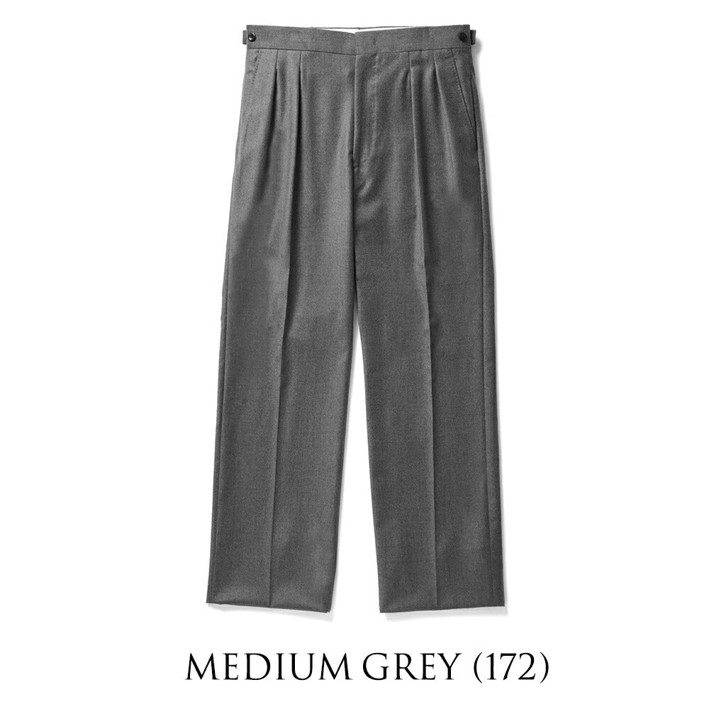 ジェルマーノ GERMANO 3ODG-3611 ベルトレス ワイドスラックス ツープリーツ フランネル ウール 25秋冬 ワイド スラックス フランネルウール グレー ネイビー ベルトレスパンツ ベルトループレス スラックス ナチュラル ストレッチ ワンプリーツ ビジネス メンズ