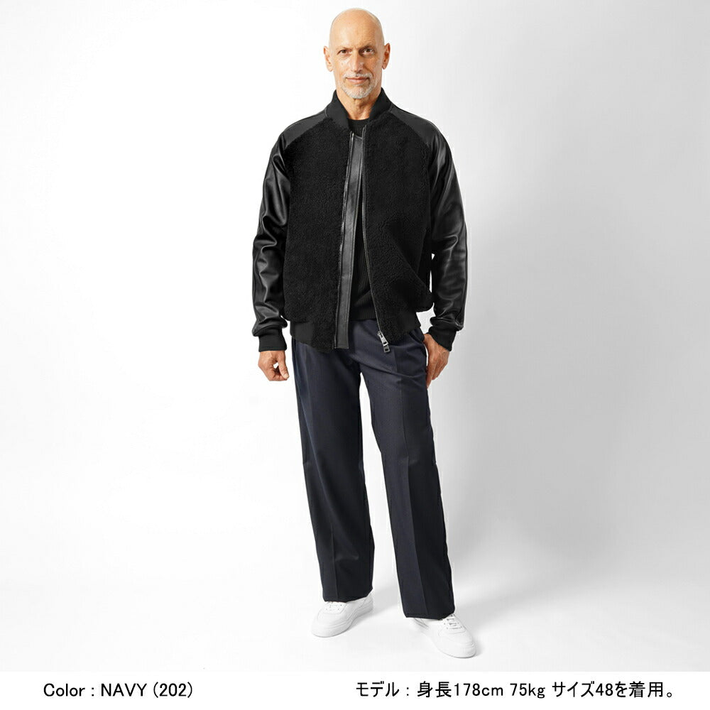 ジェルマーノ GERMANO 3ODG-3611 ベルトレス ワイドスラックス ツープリーツ フランネル ウール 25秋冬 ワイド スラックス フランネルウール グレー ネイビー ベルトレスパンツ ベルトループレス スラックス ナチュラル ストレッチ ワンプリーツ ビジネス メンズ