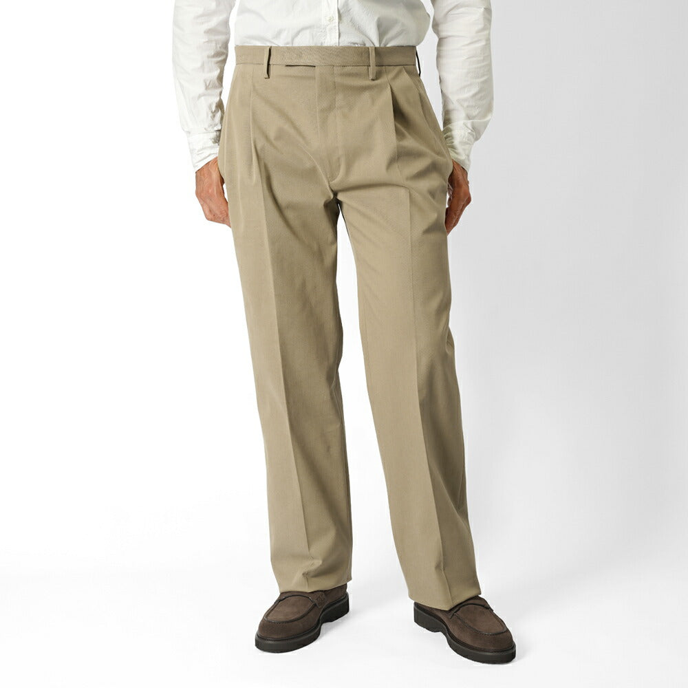 ジェルマーノ GERMANO ワイドチノ ツープリーツ 3OSG-3822 後染め ギャバジン コットン チノ ワイド パンツ ストレッチ チノ 25秋冬 ブラック ネイビー ベージュ カーキ チノパン チノパンツ インポートイタリア