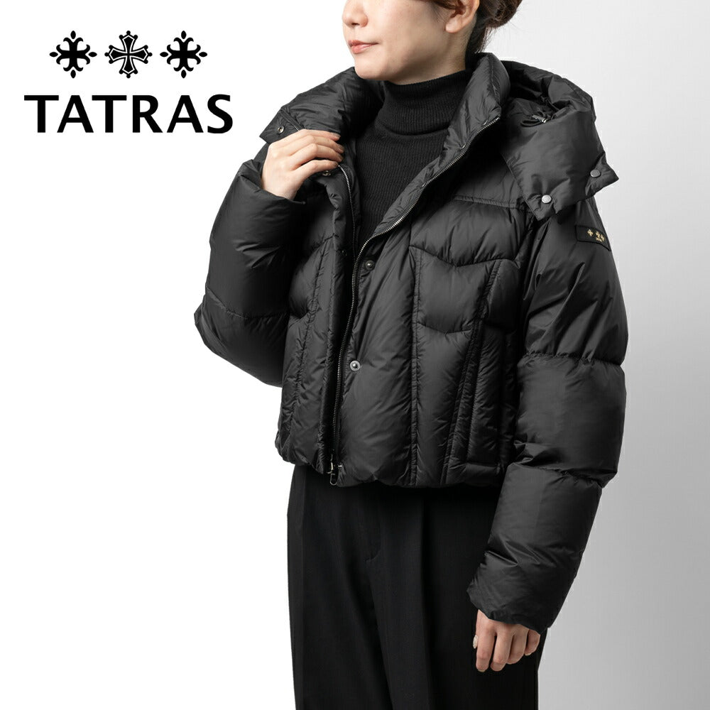 【返品不可】タトラス TATRAS ダウンジャケット レディース SPIRA スピラ LTKE24A4259-D ダウン ブラック 冬 軽量 暖かい 大きいサイズ アウター ショート丈 クロップド丈 ショート ブランド 高級 シンプル カジュアル きれいめ フード付き