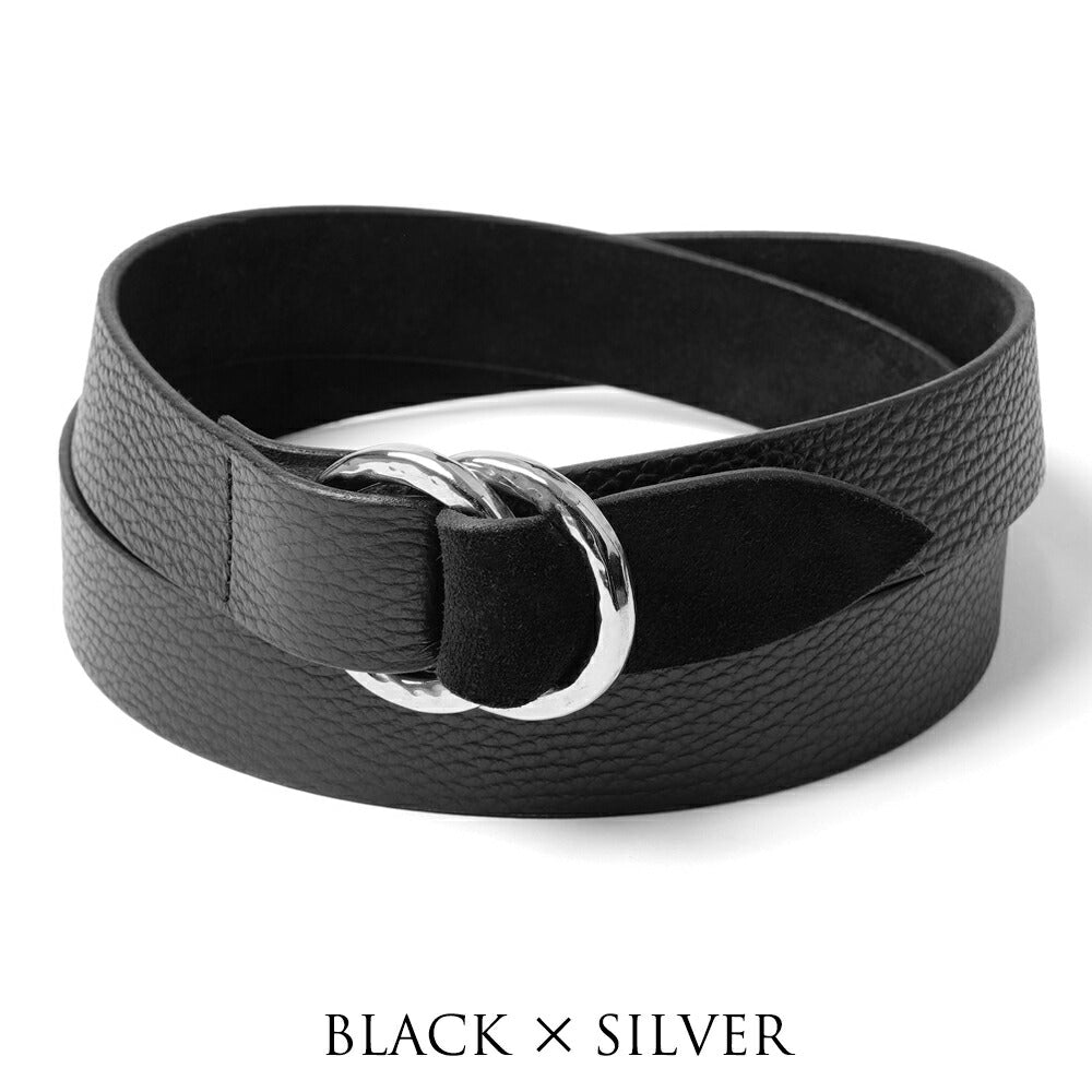 D'AMICO ダミーコ リングベルト ゴールドバックル シルバーバックル レザー x スエード ACU2452 ブラック Andrea D'AMICO アンドレアダミコ メンズベルト 無段階ベルト 無段階調整ベルト 穴無しベルト 穴なし 本革 牛革 レザーベルト 紳士ベルト 男性用ベルト カジュアル