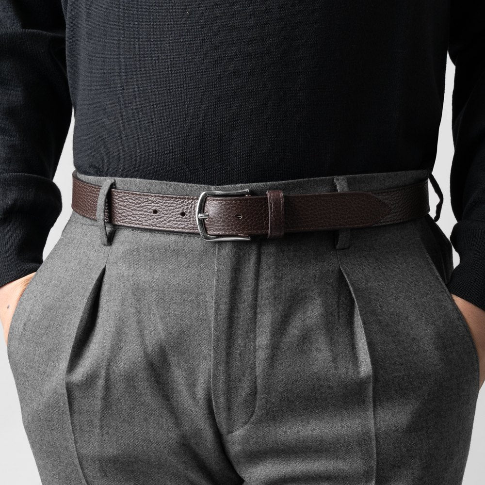 D'AMICO ダミーコ カーフベルト シボ革 レザー ACU2973 ブラック ダークブラウン Andrea D'AMICO アンドレアダミコ メンズベルト 本革 牛革 レザーベルト 革ベルト 紳士ベルト 紳士用ベルト 男性用ベルト 男性ベルト 黒 シンプル おしゃれ