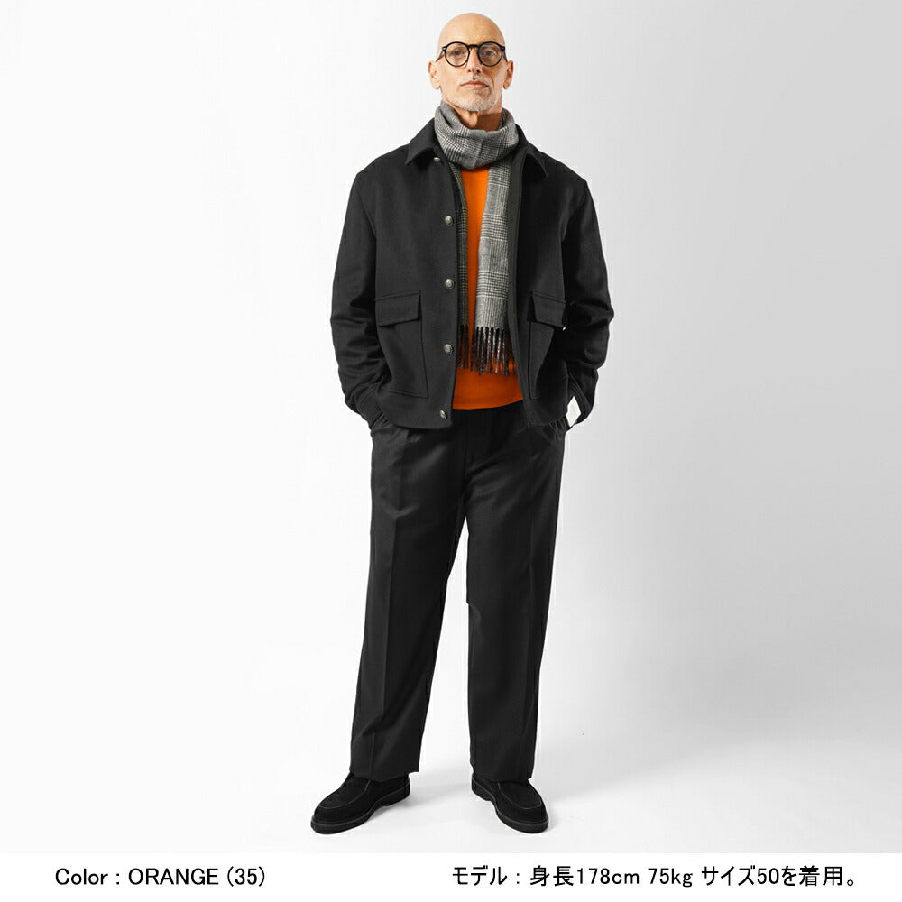 アウグストアール Augusto.R 233-62804 コットンニット クルーネック メンズ ミドルゲージニット セーター ミドルゲージ 長袖 ニット ブランド 日本製  ブラック  ネイビー グレー ダークブルー オレンジ ダークグリーン ベージュ ライトグレー ダークグレー 秋 冬