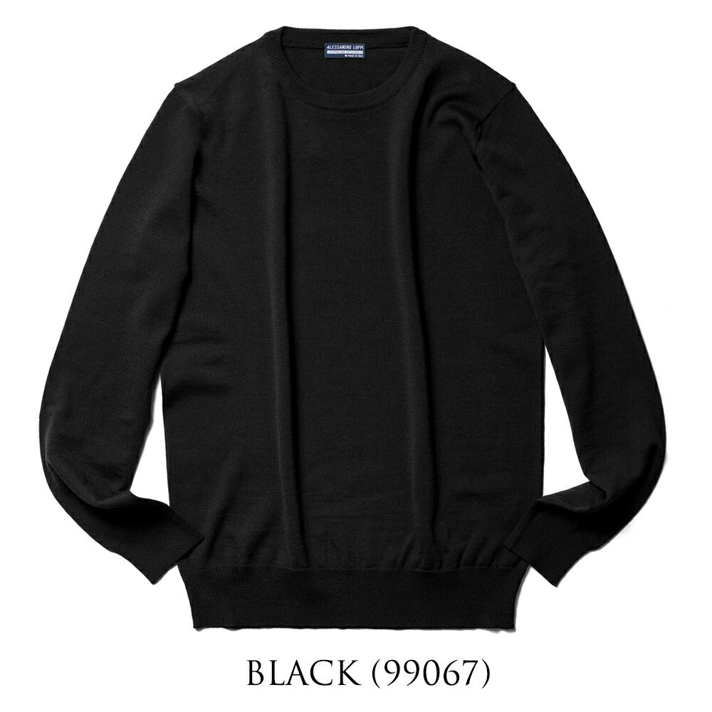 アレッサンドロルッピ ALESSANDRO LUPPI クルーネック ニット 25AW メンズ エクストラファインメリノウール 1220 クルーネックニット メンズニット ニットトップス 丸首 シンプル 男性ニット 薄手ニット ブランド 高級 シンプルニット 薄手 インナー カラー