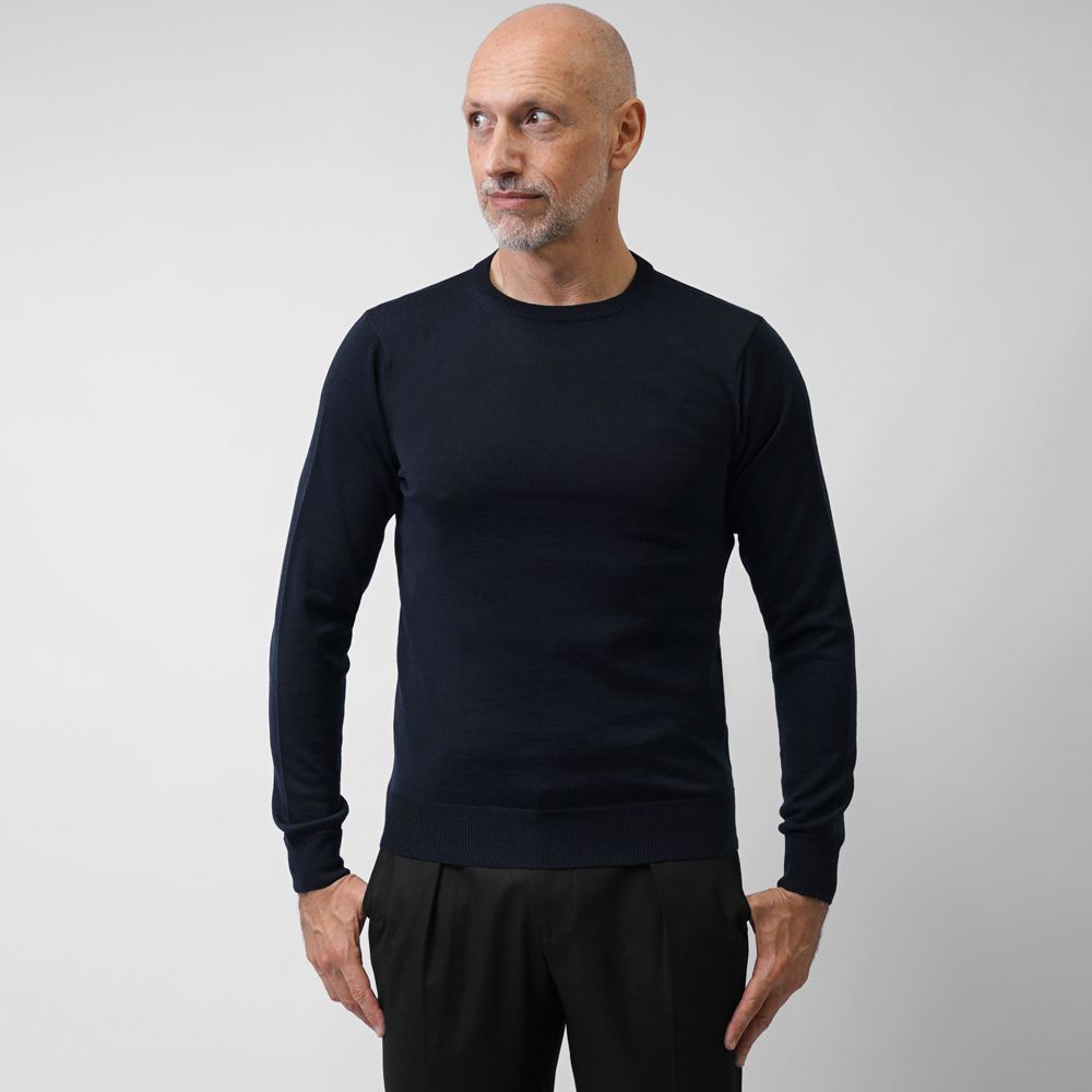 アレッサンドロルッピ ALESSANDRO LUPPI クルーネック ニット 25AW メンズ エクストラファインメリノウール 1220 クルーネックニット メンズニット ニットトップス 丸首 シンプル 男性ニット 薄手ニット ブランド 高級 シンプルニット 薄手 インナー カラー