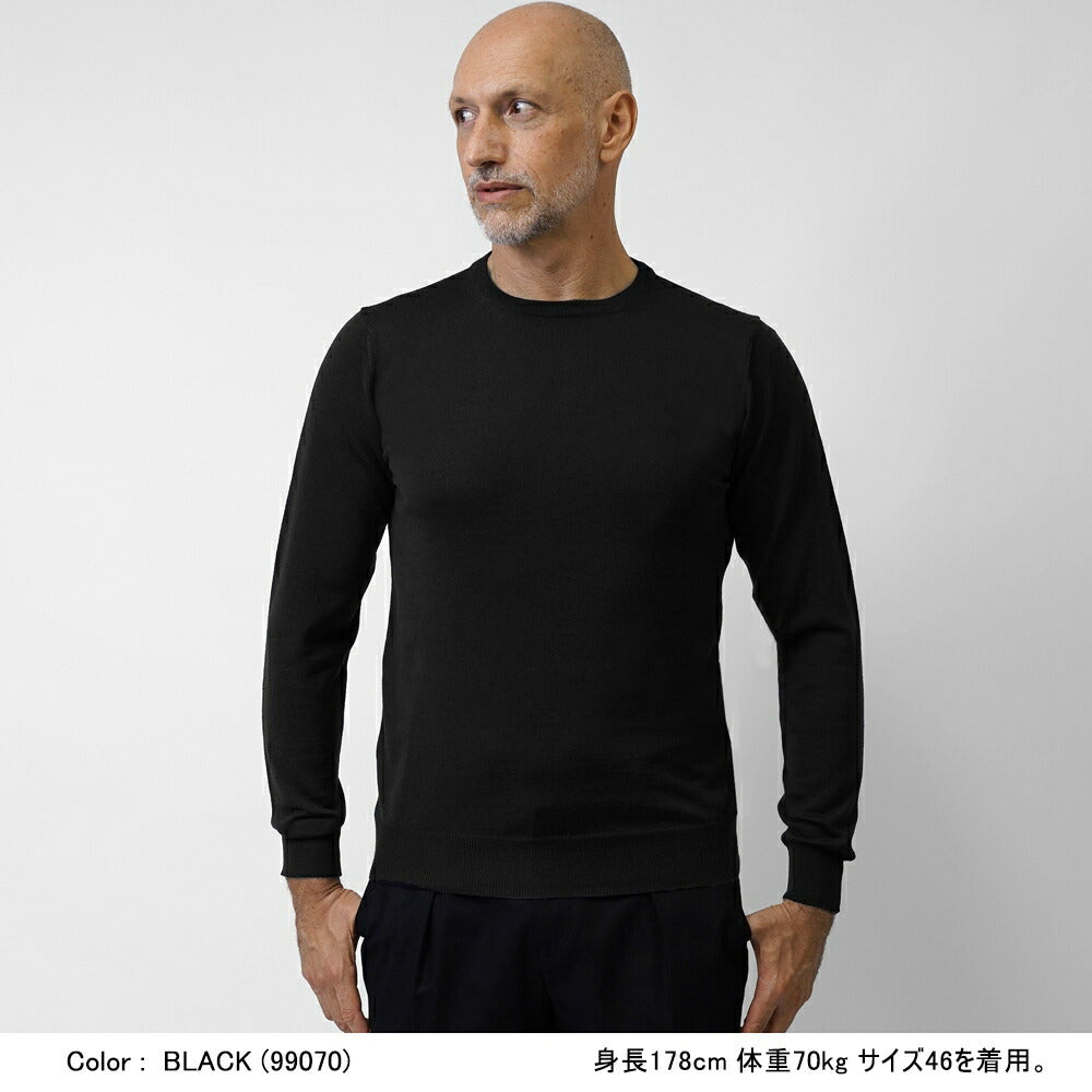 アレッサンドロルッピ ALESSANDRO LUPPI クルーネック ニット 25AW メンズ エクストラファインメリノウール 1220 クルーネックニット メンズニット ニットトップス 丸首 シンプル 男性ニット 薄手ニット ブランド 高級 シンプルニット 薄手 インナー カラー