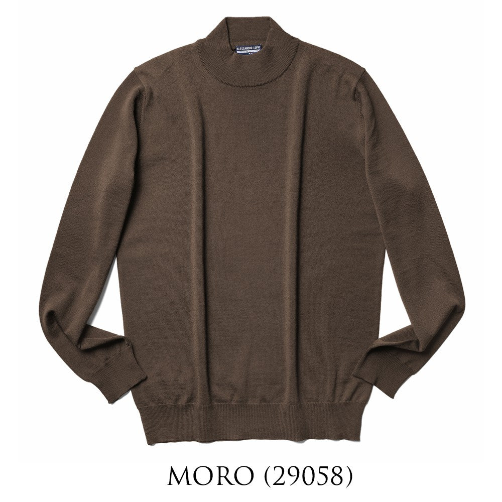 アレッサンドロルッピ ALESSANDRO LUPPI モックネック ハイネック ニット 1222 25AW メンズ ハイゲージ ウールニット エクストラファインメリノウール モックネックニット セーター 長袖 ブルー ブラック ネイビー ホワイト ワイン ブラウン グレー ベージュ