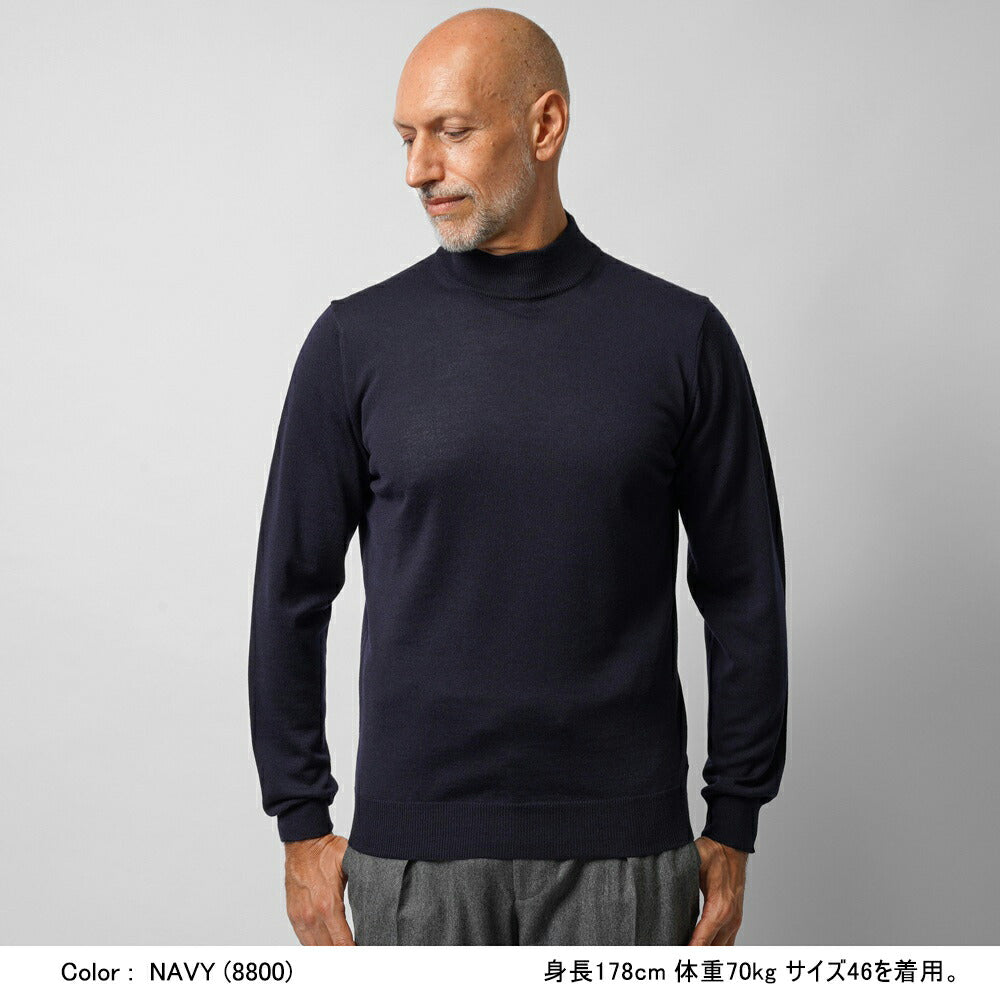 アレッサンドロルッピ ALESSANDRO LUPPI モックネック ハイネック ニット 1222 25AW メンズ ハイゲージ ウールニット エクストラファインメリノウール モックネックニット セーター 長袖 ブルー ブラック ネイビー ホワイト ワイン ブラウン グレー ベージュ