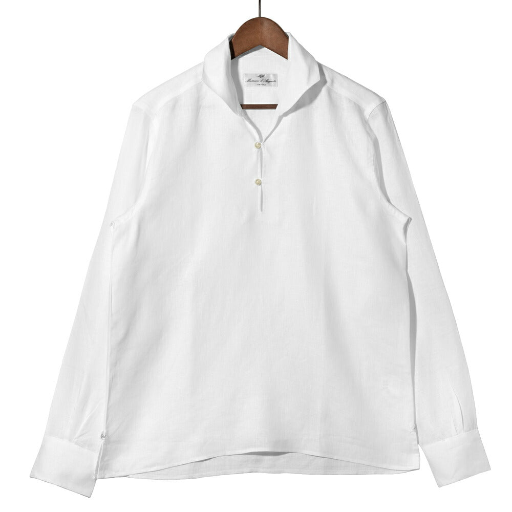 マッシモダウグスト Massimo d'Augusto カプリシャツ リネンシャツ ALAMARI 2014 リネン ホワイト ネイビー ブラック ベージュ ブラウン シャツ イタリア メンズ 長袖 カジュアル 夏 リネン 無地 スキッパー プルオーバー プルオーバーシャツ カプリ カプリ島