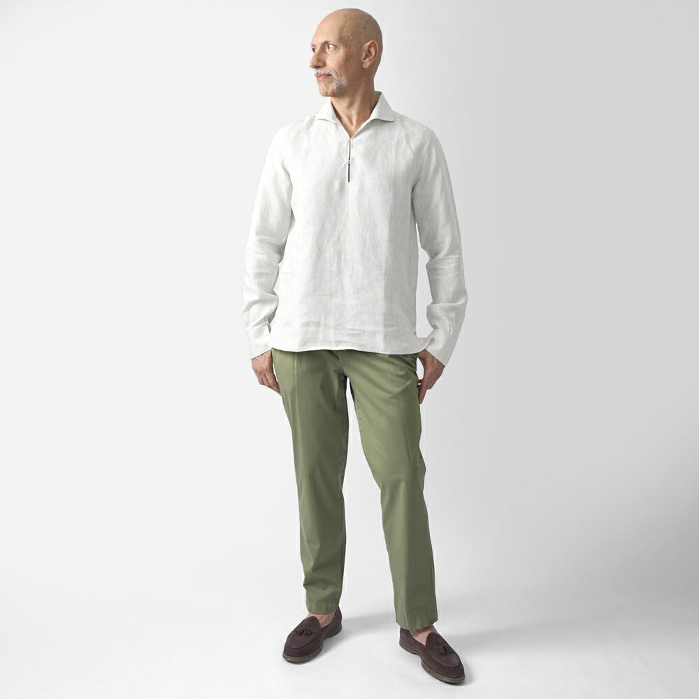 マッシモダウグスト Massimo d'Augusto カプリシャツ リネンシャツ ALAMARI 2014 リネン ホワイト ネイビー ブラック ベージュ ブラウン シャツ イタリア メンズ 長袖 カジュアル 夏 リネン 無地 スキッパー プルオーバー プルオーバーシャツ カプリ カプリ島