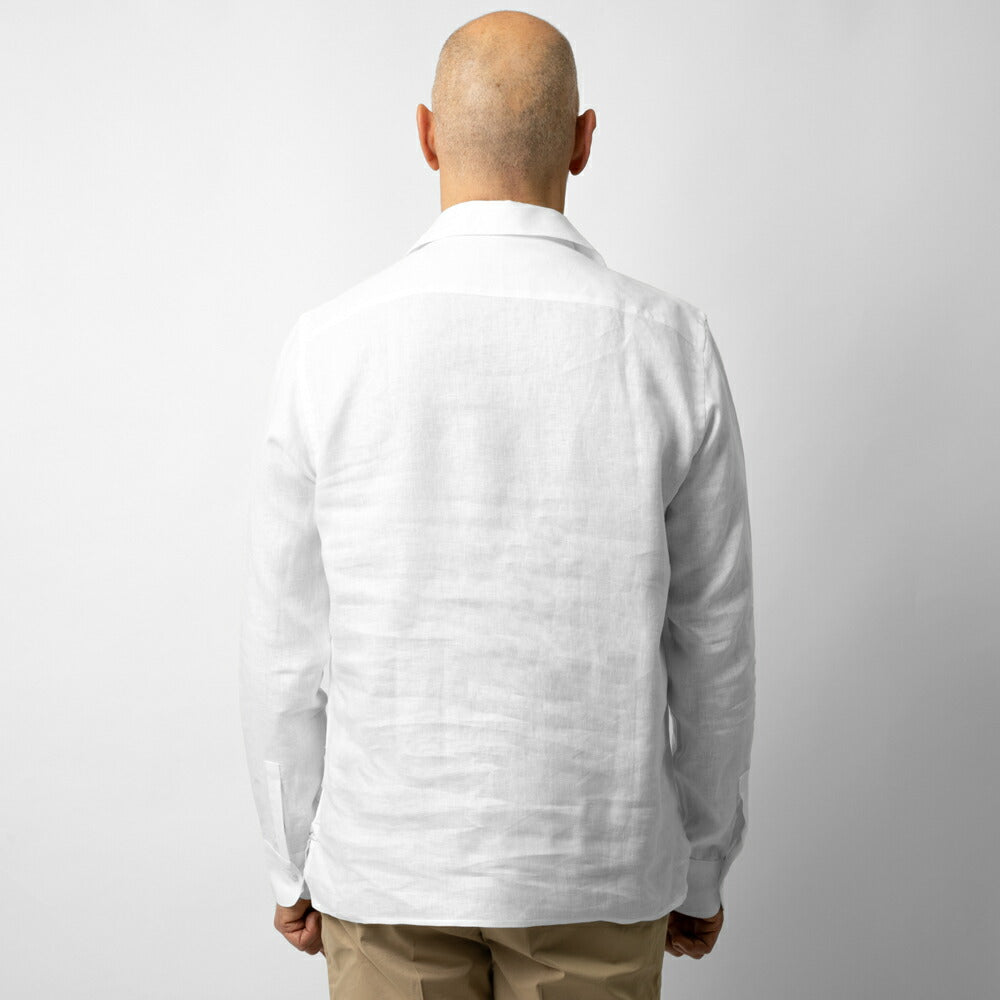 マッシモダウグスト Massimo d'Augusto カプリシャツ リネンシャツ ALAMARI 2014 リネン ホワイト ネイビー ブラック ベージュ ブラウン シャツ イタリア メンズ 長袖 カジュアル 夏 リネン 無地 スキッパー プルオーバー プルオーバーシャツ カプリ カプリ島