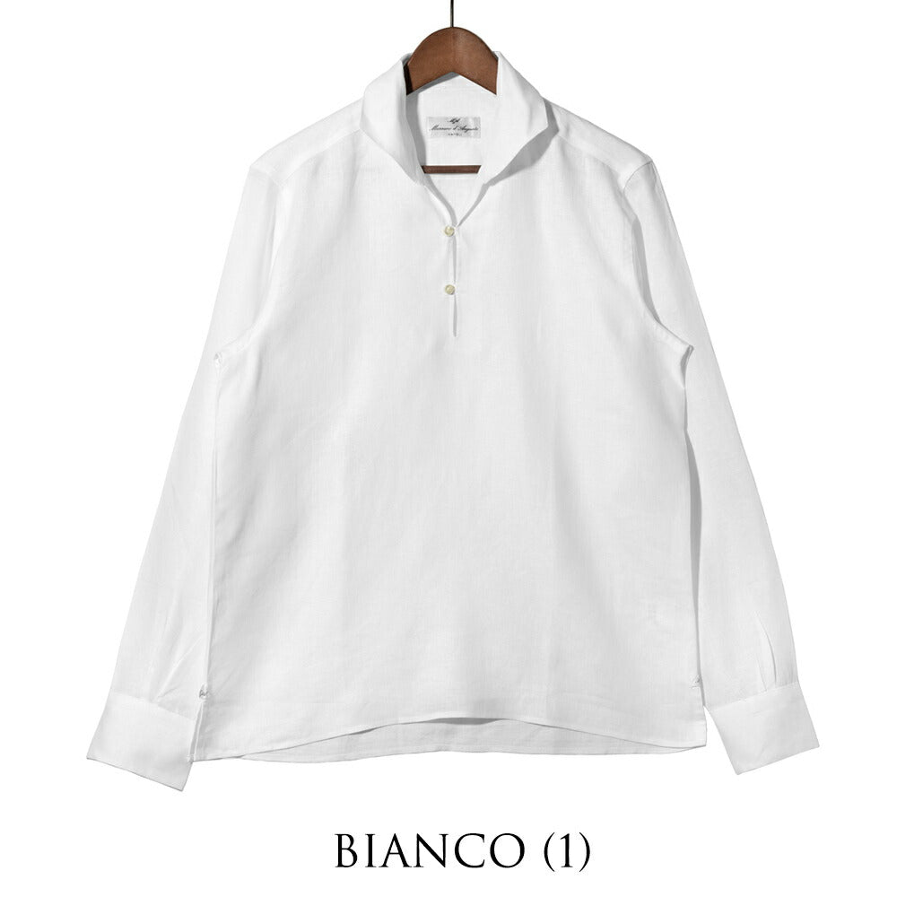 マッシモダウグスト Massimo d'Augusto カプリシャツ リネンシャツ ALAMARI 2014 リネン ホワイト ネイビー ブラック ベージュ ブラウン シャツ イタリア メンズ 長袖 カジュアル 夏 リネン 無地 スキッパー プルオーバー プルオーバーシャツ カプリ カプリ島