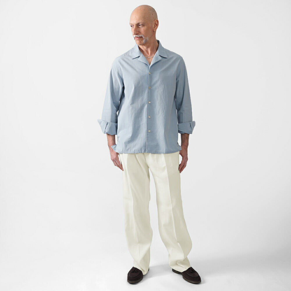 エキパージュ EQUIPAGE ベルテッドパンツ リネン スラックス ワイド PROTEO 687 ウール ストレッチ リネンウール 25春夏 メンズ ベルテッド ベルト ワイドパンツ カジュアル ビジネス イタリア ホワイト グレー リネンパンツ