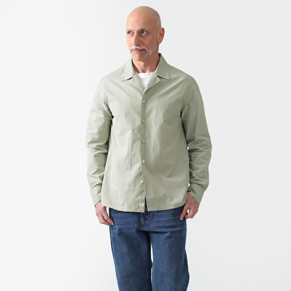 アレッサンドロゲラルディ ALESSANDRO GHERARDI オープンカラーシャツ BAHAMAS 7405 開襟シャツ コットン ライトブルー ライトグリーン イタリア メンズ 長袖 シャツ カジュアル シャツ 春 夏 無地 オープンカラー 開襟