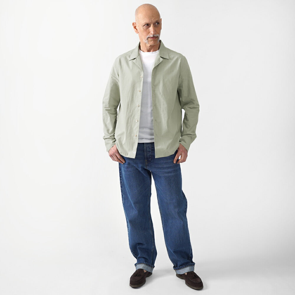 アレッサンドロゲラルディ ALESSANDRO GHERARDI オープンカラーシャツ BAHAMAS 7405 開襟シャツ コットン ライトブルー ライトグリーン イタリア メンズ 長袖 シャツ カジュアル シャツ 春 夏 無地 オープンカラー 開襟