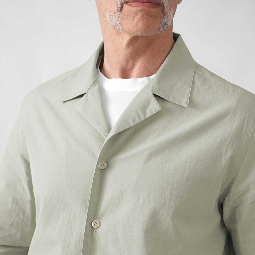 アレッサンドロゲラルディ ALESSANDRO GHERARDI オープンカラーシャツ BAHAMAS 7405 開襟シャツ コットン ライトブルー ライトグリーン イタリア メンズ 長袖 シャツ カジュアル シャツ 春 夏 無地 オープンカラー 開襟