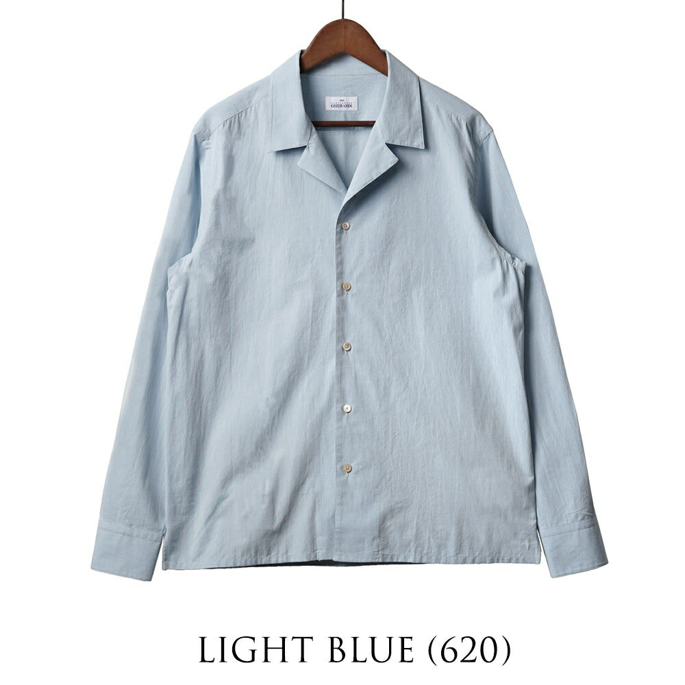 アレッサンドロゲラルディ ALESSANDRO GHERARDI オープンカラーシャツ BAHAMAS 7405 開襟シャツ コットン ライトブルー ライトグリーン イタリア メンズ 長袖 シャツ カジュアル シャツ 春 夏 無地 オープンカラー 開襟