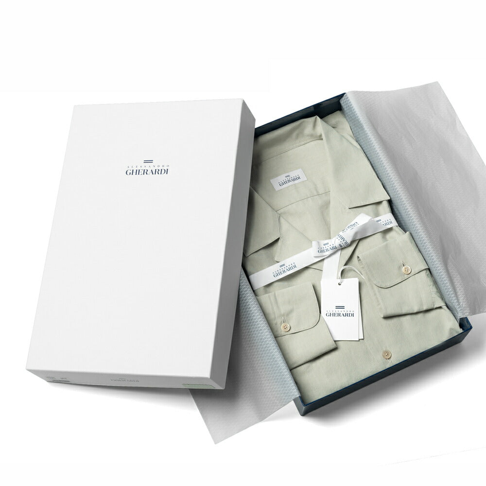 アレッサンドロゲラルディ ALESSANDRO GHERARDI オープンカラーシャツ BAHAMAS 7405 開襟シャツ コットン ライトブルー ライトグリーン イタリア メンズ 長袖 シャツ カジュアル シャツ 春 夏 無地 オープンカラー 開襟