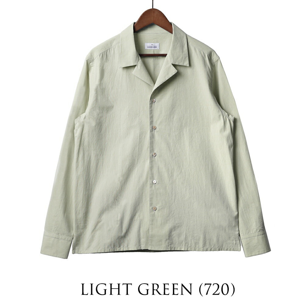 アレッサンドロゲラルディ ALESSANDRO GHERARDI オープンカラーシャツ BAHAMAS 7405 開襟シャツ コットン ライトブルー ライトグリーン イタリア メンズ 長袖 シャツ カジュアル シャツ 春 夏 無地 オープンカラー 開襟