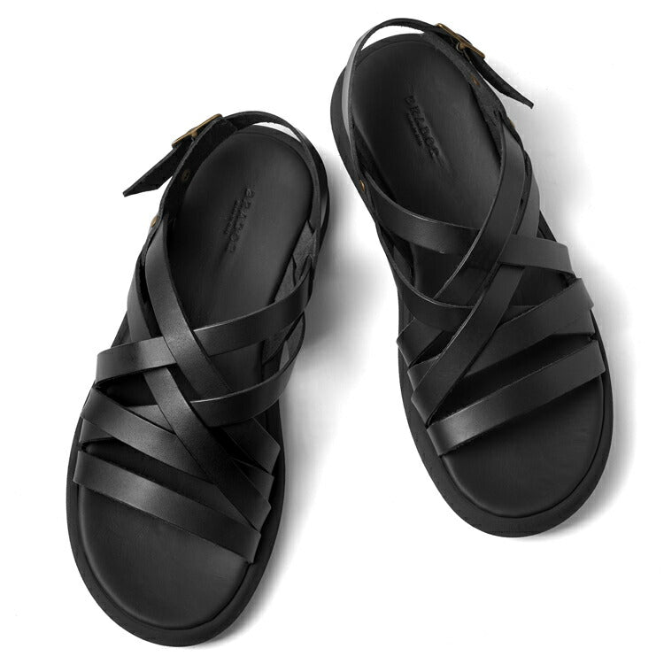 ブラドール BRADOR レザーサンダル 厚底 92506 NERO ブラック 黒 本革 高級 バックストラップサンダル メンズ ブランド 革 クッション 履き心地 シンプル カジュアル 男性 高級サンダル ブランドサンダル イタリア レザー メンズサンダル