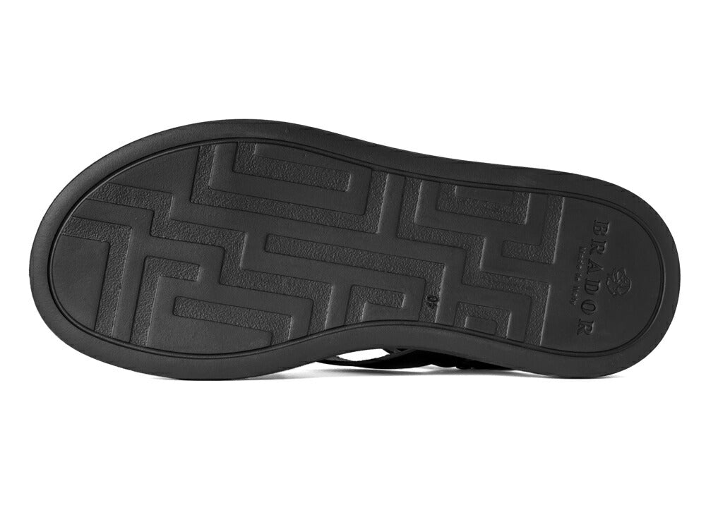 ブラドール BRADOR レザーサンダル 厚底 92506 NERO ブラック 黒 本革 高級 バックストラップサンダル メンズ ブランド 革 クッション 履き心地 シンプル カジュアル 男性 高級サンダル ブランドサンダル イタリア レザー メンズサンダル
