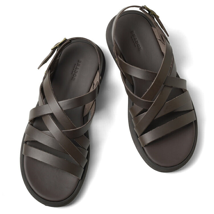 ブラドール BRADOR レザーサンダル 厚底 92506 T.MORO ブラウン 茶色 本革 高級 バックストラップサンダル メンズ ブランド 革 クッション 履き心地 シンプル カジュアル 男性 高級サンダル ブランドサンダル イタリア レザー メンズサンダル
