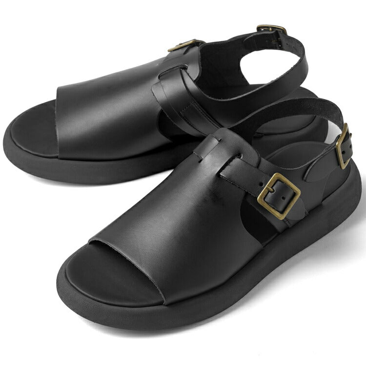 ブラドール BRADOR レザーサンダル 厚底 92873 NERO ブラック 黒 本革 高級 バックストラップサンダル メンズ ブランド 革 クッション 履き心地 シンプル カジュアル 男性 高級サンダル ブランドサンダル イタリア レザー メンズサンダル