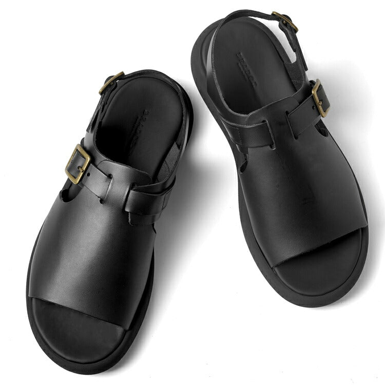 ブラドール BRADOR レザーサンダル 厚底 92873 NERO ブラック 黒 本革 高級 バックストラップサンダル メンズ ブランド 革 クッション 履き心地 シンプル カジュアル 男性 高級サンダル ブランドサンダル イタリア レザー メンズサンダル