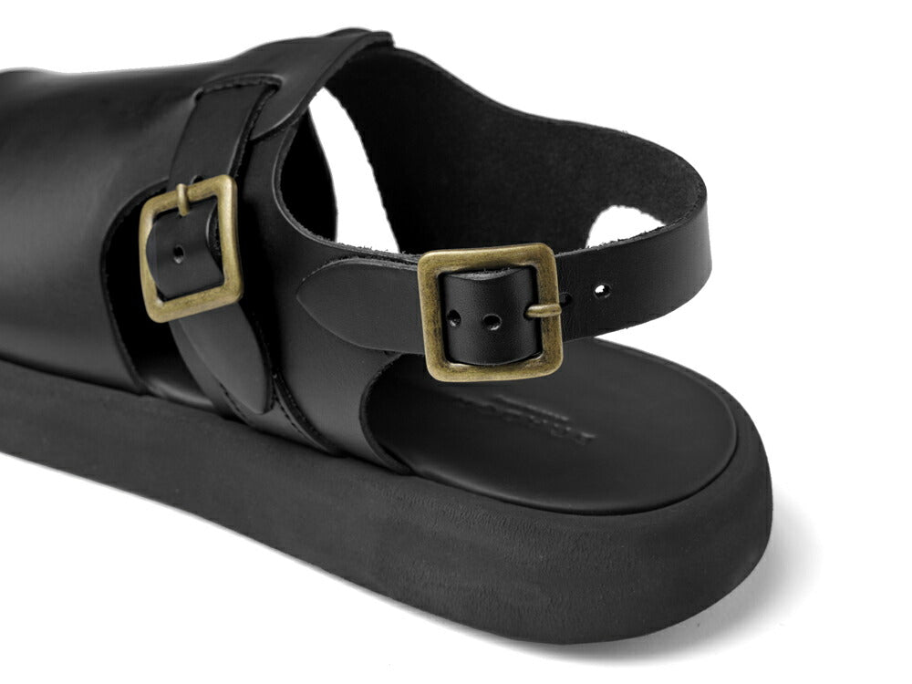 ブラドール BRADOR レザーサンダル 厚底 92873 NERO ブラック 黒 本革 高級 バックストラップサンダル メンズ ブランド 革 クッション 履き心地 シンプル カジュアル 男性 高級サンダル ブランドサンダル イタリア レザー メンズサンダル