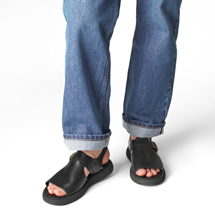 ブラドール BRADOR レザーサンダル 厚底 92873 NERO ブラック 黒 本革 高級 バックストラップサンダル メンズ ブランド 革 クッション 履き心地 シンプル カジュアル 男性 高級サンダル ブランドサンダル イタリア レザー メンズサンダル