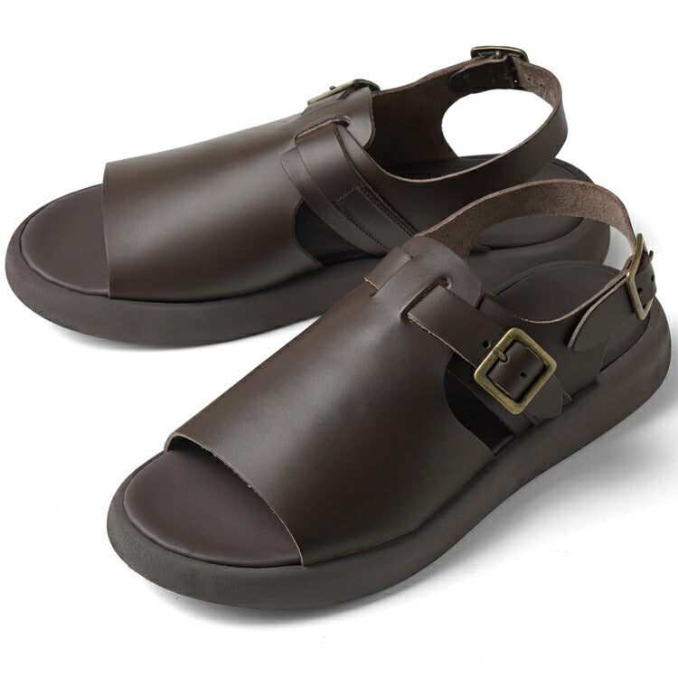 ブラドール BRADOR レザーサンダル 厚底 92873 T.MORO ブラウン 茶色 本革 高級 バックストラップサンダル メンズ ブランド 革 クッション 履き心地 シンプル カジュアル 男性 高級サンダル ブランドサンダル イタリア レザー メンズサンダル