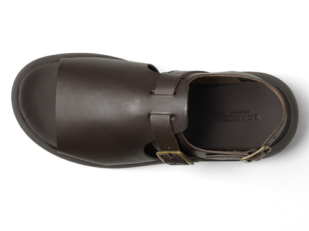 ブラドール BRADOR レザーサンダル 厚底 92873 T.MORO ブラウン 茶色 本革 高級 バックストラップサンダル メンズ ブランド 革 クッション 履き心地 シンプル カジュアル 男性 高級サンダル ブランドサンダル イタリア レザー メンズサンダル