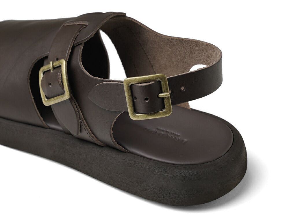 ブラドール BRADOR レザーサンダル 厚底 92873 T.MORO ブラウン 茶色 本革 高級 バックストラップサンダル メンズ ブランド 革 クッション 履き心地 シンプル カジュアル 男性 高級サンダル ブランドサンダル イタリア レザー メンズサンダル