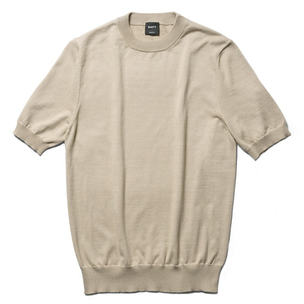 バフィー BAFY ニットTシャツ 1122 ブラック ネイビー ベージュ  ホワイト カーキ ミントグリーン ライトブルー 25SS イタリア メンズ 半袖 ニット 夏 春 薄手 サマーニット Tシャツ 24春夏 大人 大きいサイズ コットン 綿 無地 ブランド 白 黒 青 紺 トップス 半袖ニット