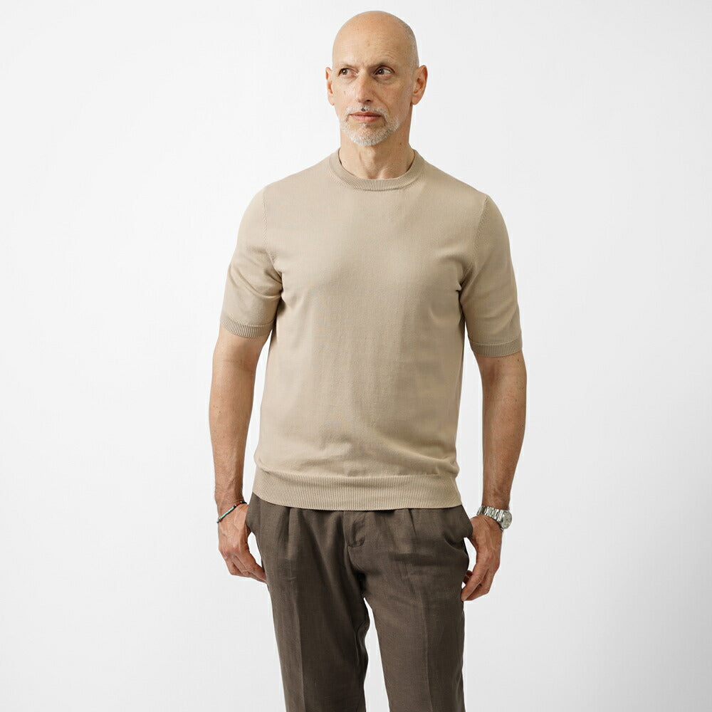 バフィー BAFY ニットTシャツ 1122 ブラック ネイビー ベージュ  ホワイト カーキ ミントグリーン ライトブルー 25SS イタリア メンズ 半袖 ニット 夏 春 薄手 サマーニット Tシャツ 24春夏 大人 大きいサイズ コットン 綿 無地 ブランド 白 黒 青 紺 トップス 半袖ニット