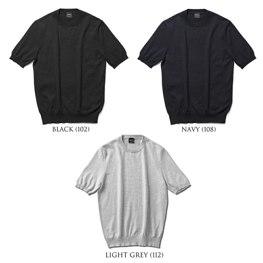 バフィー BAFY ニットTシャツ 1122 ブラック ネイビー ベージュ  ホワイト カーキ ミントグリーン ライトブルー 25SS イタリア メンズ 半袖 ニット 夏 春 薄手 サマーニット Tシャツ 24春夏 大人 大きいサイズ コットン 綿 無地 ブランド 白 黒 青 紺 トップス 半袖ニット