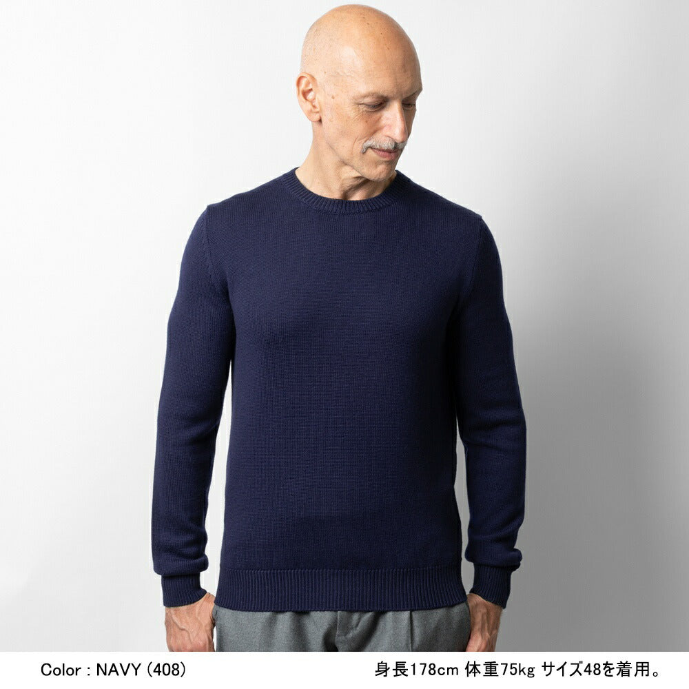 バフィー BAFY 4172 クルーネック ニット 7G メンズ ウール ミドルゲージニット メリノウール ウール100% 7ゲージ セーター ミドルゲージ 長袖 ブランド イタリア クルーネックニット ブラック  ネイビー グレー ピンク 秋 冬 シンプル メンズニット