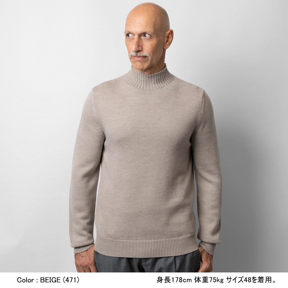 バフィー BAFY 4372 モックネックニット 7G ウール メンズ ミドルゲージニット メリノウール ウール100% 7ゲージ セーター ミドルゲージ 長袖 ニット ブランド ハイネックニット イタリア ハイネック モックネック ブラック  ネイビー グレー アイボリー ベージュ 秋 冬