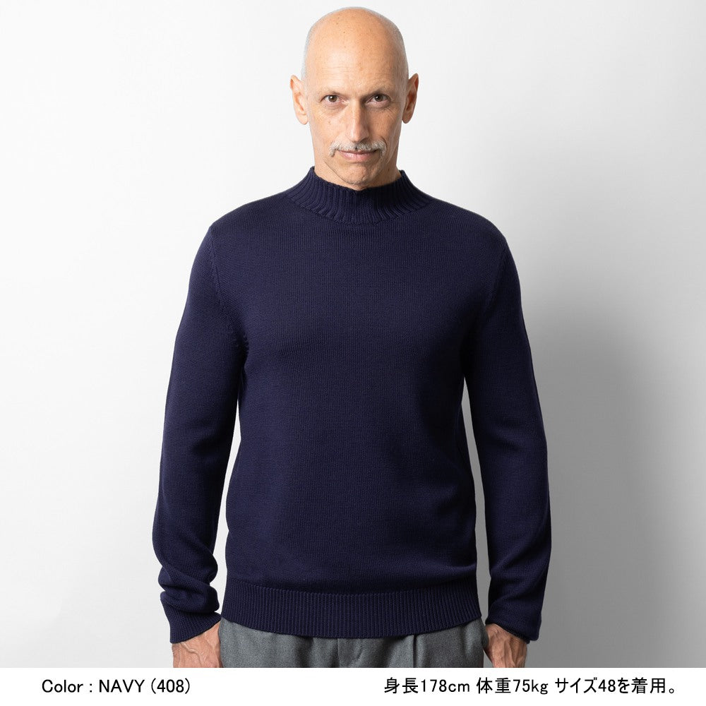 バフィー BAFY 4372 モックネックニット 7G ウール メンズ ミドルゲージニット メリノウール ウール100% 7ゲージ セーター ミドルゲージ 長袖 ニット ブランド ハイネックニット イタリア ハイネック モックネック ブラック  ネイビー グレー アイボリー ベージュ 秋 冬