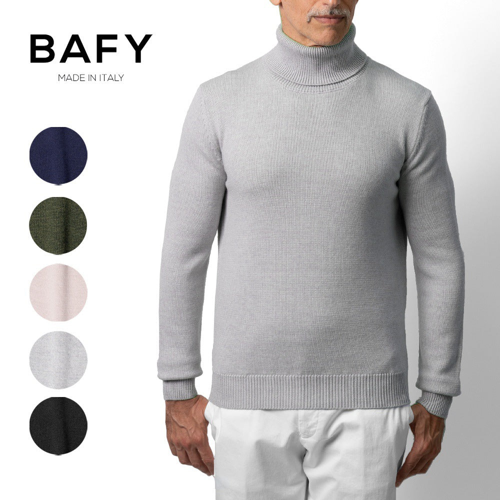 バフィー BAFY 4572 タートルネック ニット 7G ウール メンズ ミドルゲージニット タートルネックニット メリノウール 7ゲージ セーター ミドルゲージ 長袖 タートル ブランド メンズニット イタリア ハイネック 男性 ブラック  ネイビー グレー ピンク カーキ