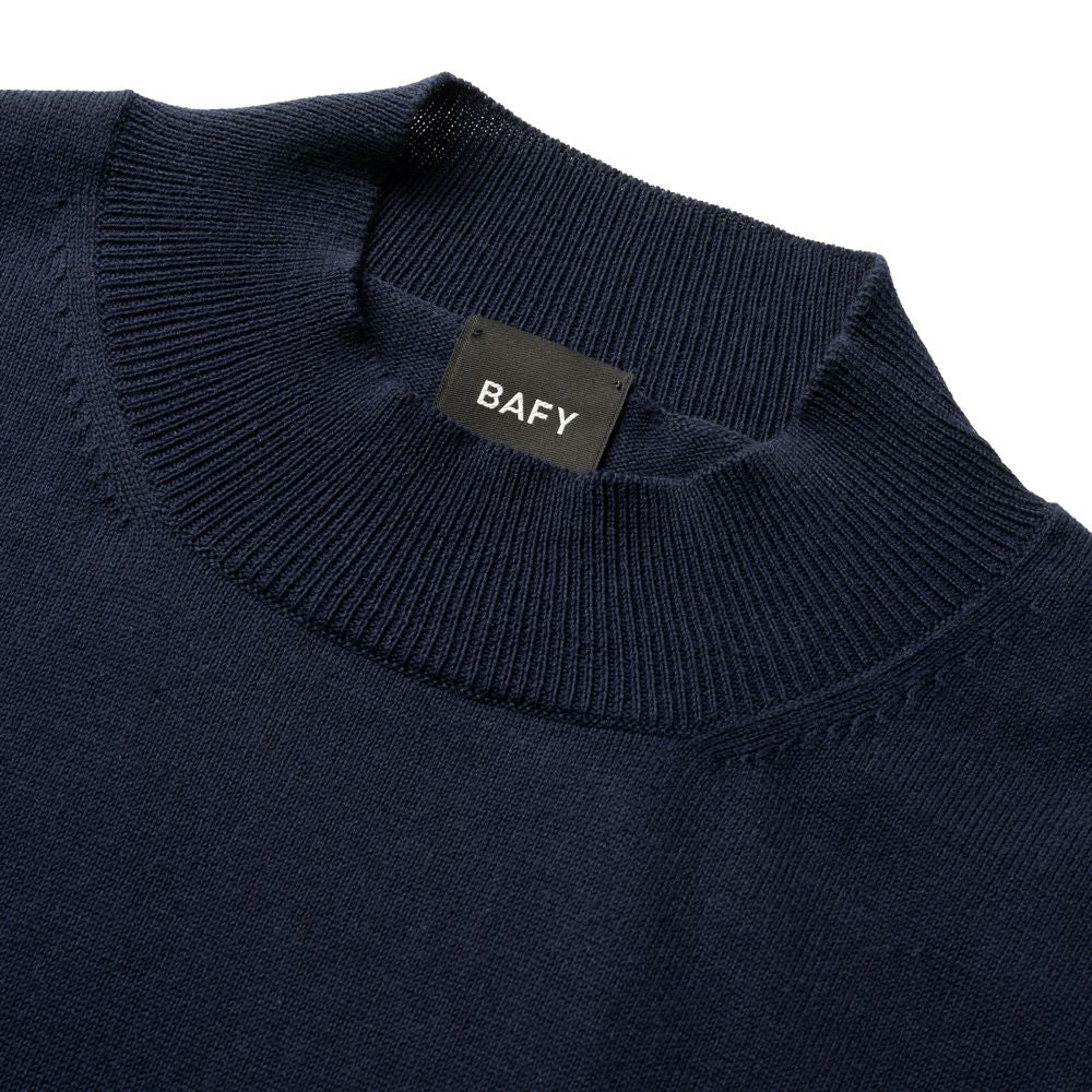 バフィー BAFY ニットTシャツ モックネック 1123 ブラック ネイビー ベージュ ホワイト 25SS 春 夏 イタリア メンズ 半袖 ニット サマーニット 半袖ニット 薄手 Tシャツ 24春夏 大人 大きいサイズ コットン 綿 無地 ブランド 白 黒 紺 トップス ハイネック