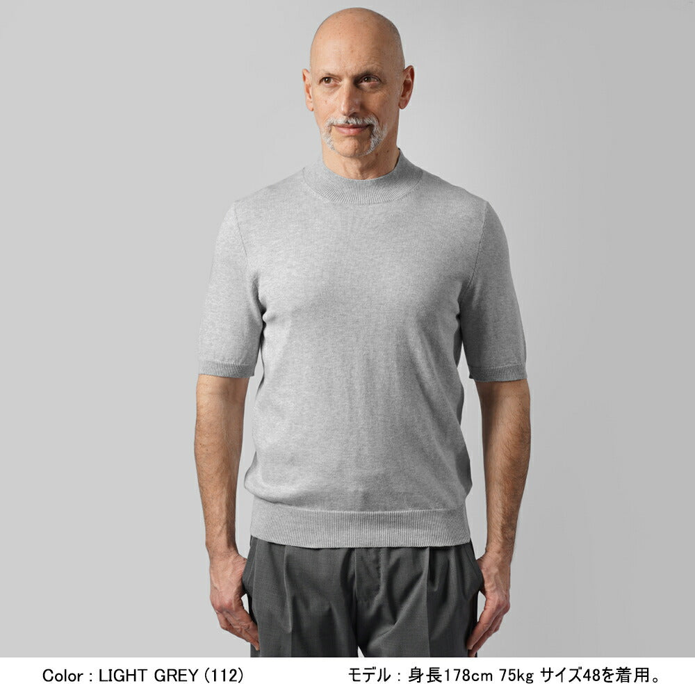 バフィー BAFY ニットTシャツ モックネック 1123 ブラック ネイビー ベージュ ホワイト 25SS 春 夏 イタリア メンズ 半袖 ニット サマーニット 半袖ニット 薄手 Tシャツ 24春夏 大人 大きいサイズ コットン 綿 無地 ブランド 白 黒 紺 トップス ハイネック