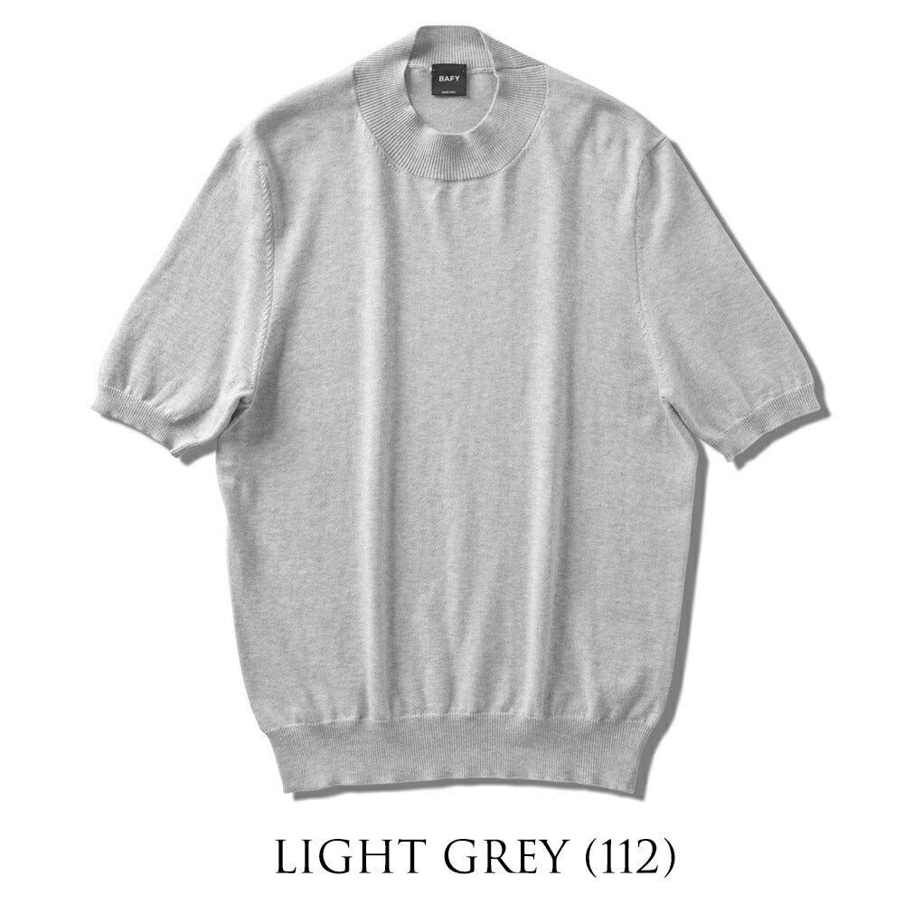 バフィー BAFY ニットTシャツ モックネック 1123 ブラック ネイビー ベージュ ホワイト 25SS 春 夏 イタリア メンズ 半袖 ニット サマーニット 半袖ニット 薄手 Tシャツ 24春夏 大人 大きいサイズ コットン 綿 無地 ブランド 白 黒 紺 トップス ハイネック