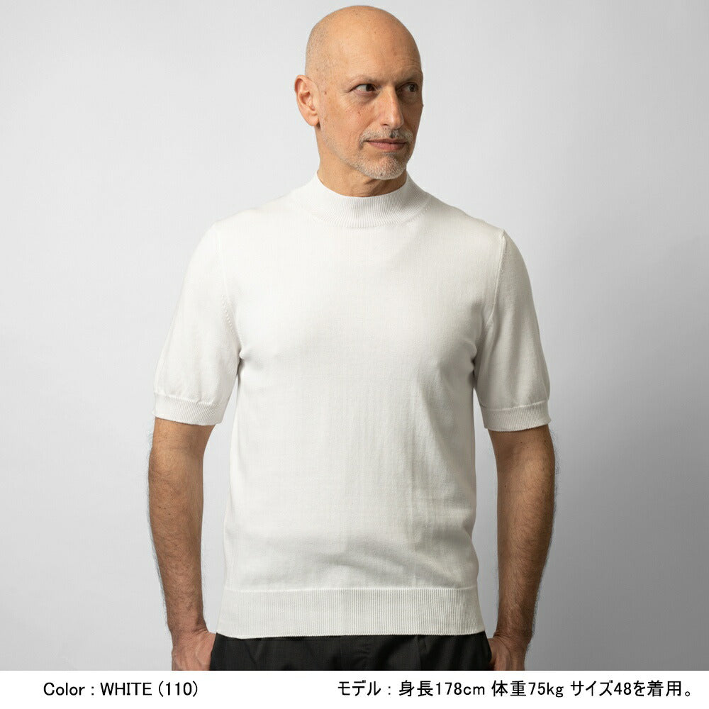 バフィー BAFY ニットTシャツ モックネック 1123 ブラック ネイビー ベージュ ホワイト 25SS 春 夏 イタリア メンズ 半袖 ニット サマーニット 半袖ニット 薄手 Tシャツ 24春夏 大人 大きいサイズ コットン 綿 無地 ブランド 白 黒 紺 トップス ハイネック