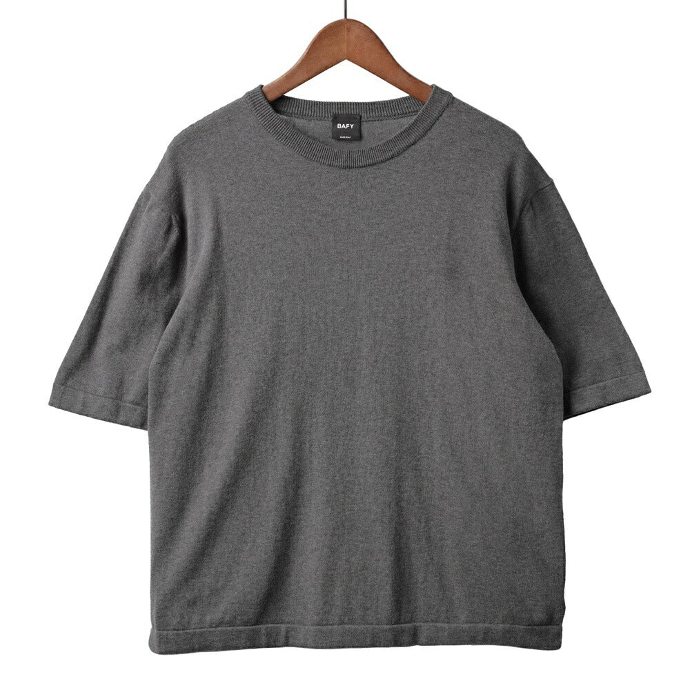 バフィー BAFY ニットTシャツ リラックスフィット 11522   ネイビー グレー ダークグレー 25SS メンズ 夏 半袖 ニット  シャツ サマーニット 薄手 イタリア Tシャツ 25春夏 大人 コットン 綿 無地 ブランド 春 黒 白 紺 トップス 半袖ニット